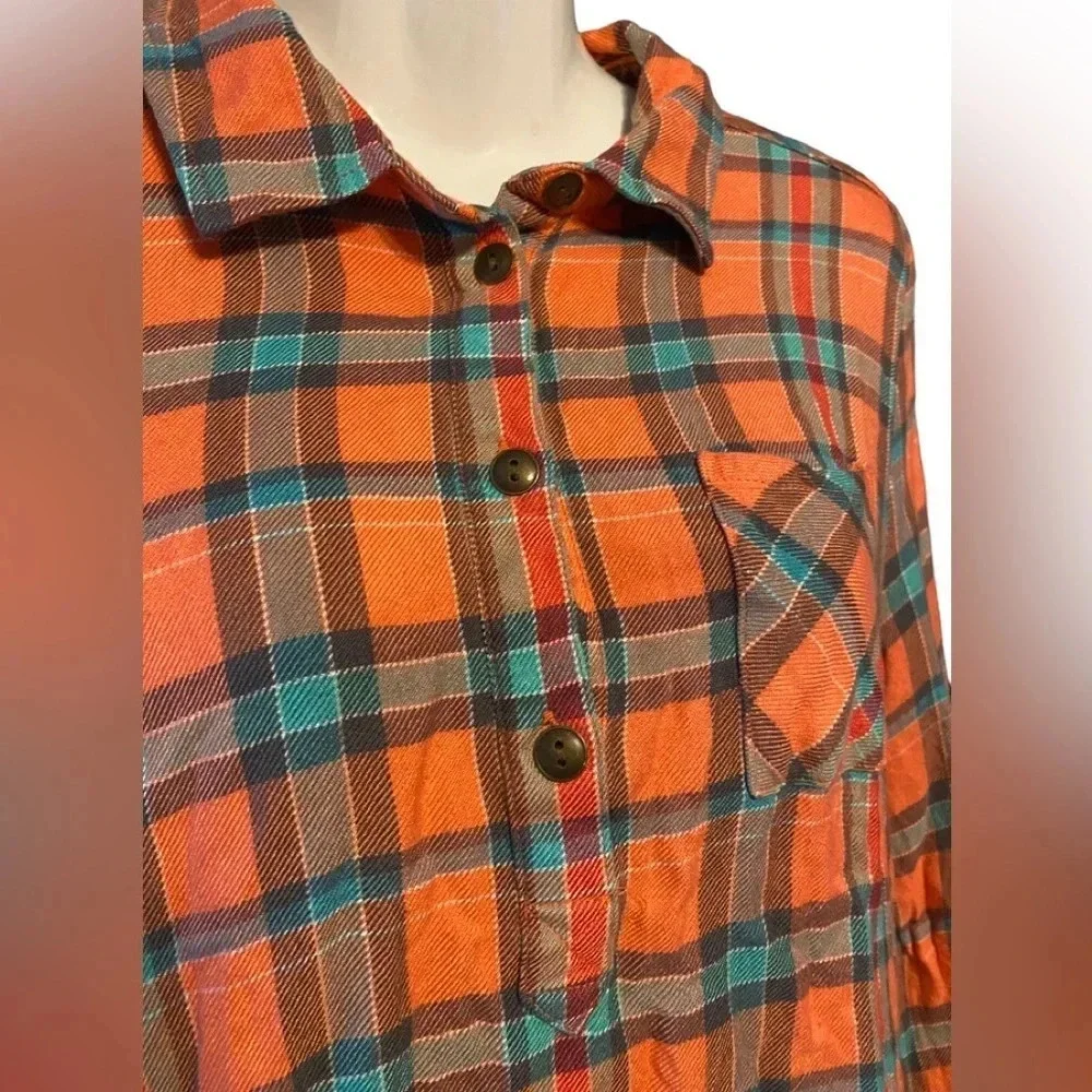 Women’s Matilda Jane Noble Tunic Coral Plaid Lace Popover